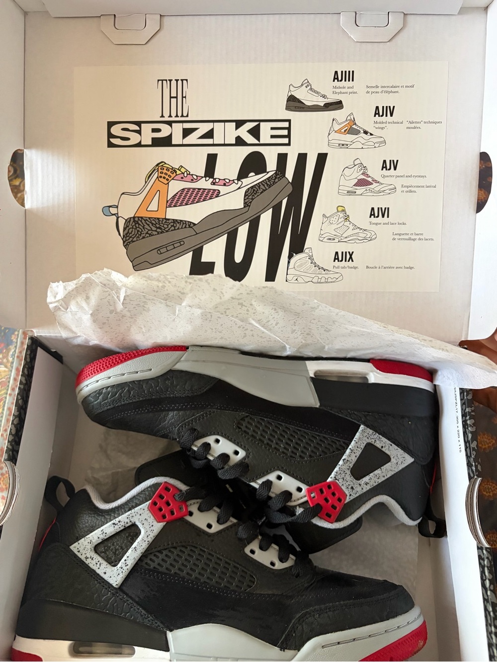 Jordan Kids' Spizike Black/Red/Gray Low-Top Sneakers